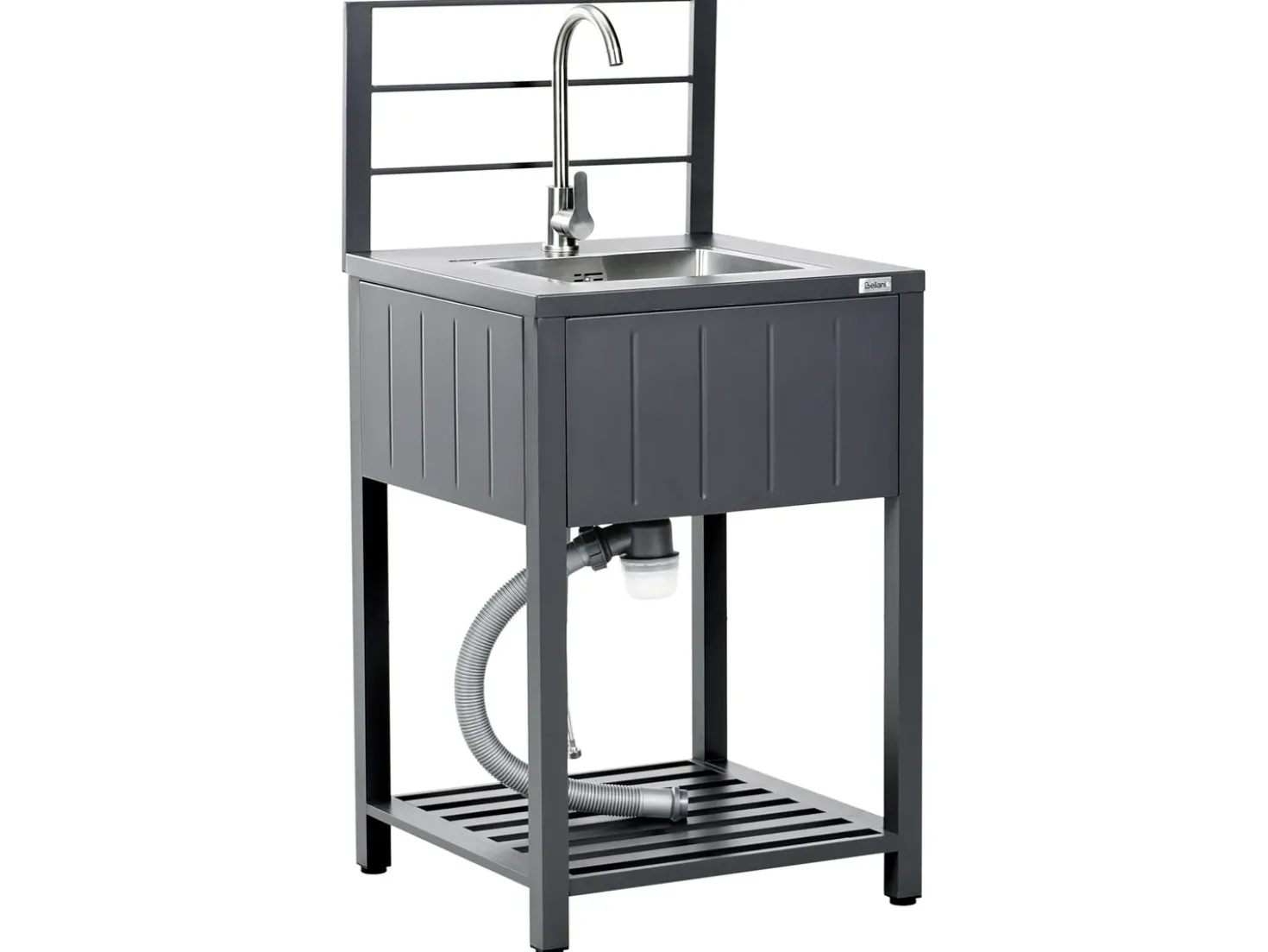 Set cucina da esterno 4 elementi con lavello VIGGIANO Metallo Grigio grafite