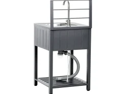 Set cucina da esterno 4 elementi con lavello VIGGIANO Metallo Grigio grafite