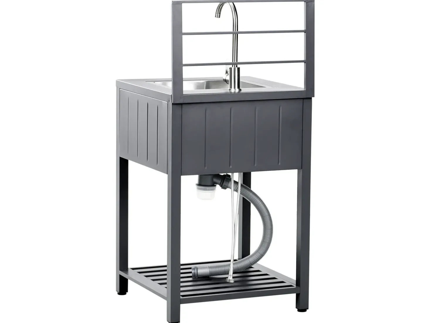 Set cucina da esterno 4 elementi con lavello VIGGIANO Metallo Grigio grafite