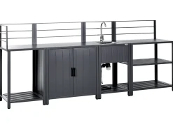 Set cucina da esterno 4 elementi con lavello VIGGIANO Metallo Grigio grafite