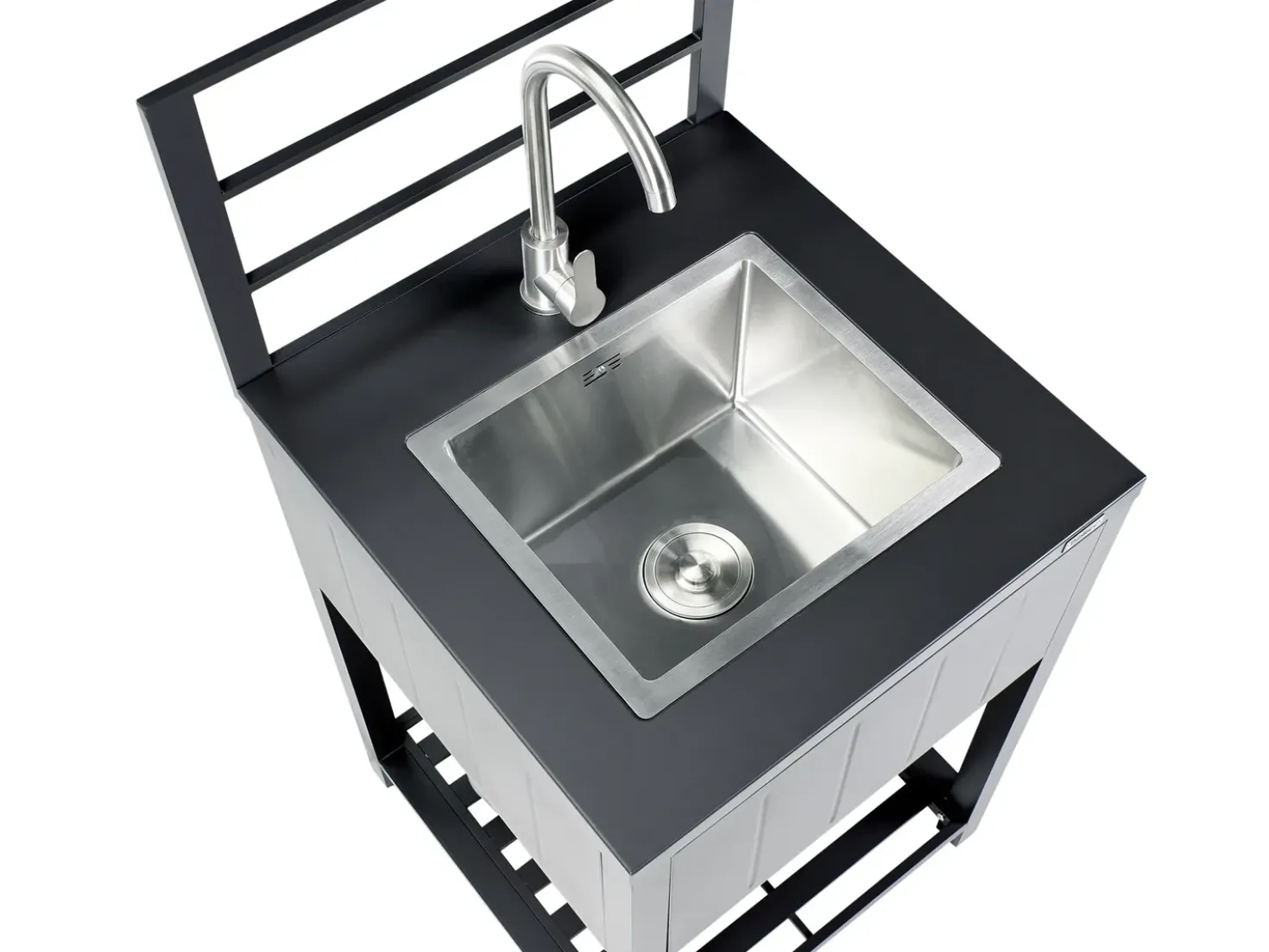 Set cucina da esterno 4 elementi con lavello VIGGIANO Metallo Grigio grafite