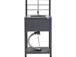 Set cucina da esterno 4 elementi con lavello VIGGIANO Metallo Grigio grafite