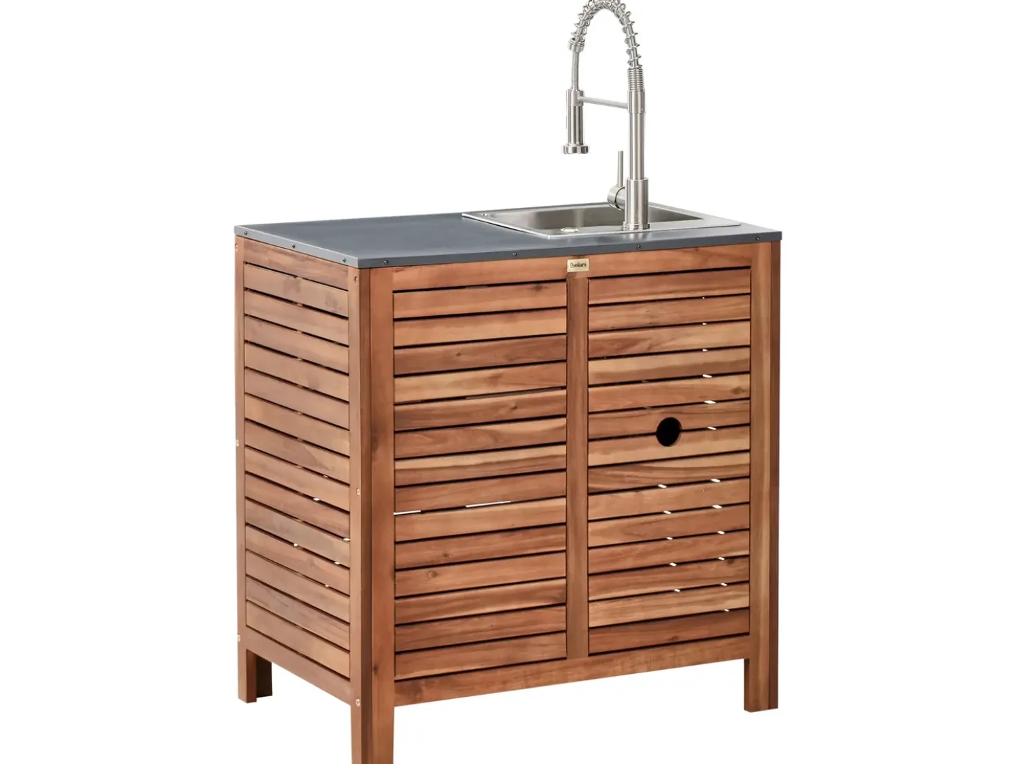 Set cucina da esterno 3 elementi con lavello BRUCOLI Legno d'acacia Marrone/Argento