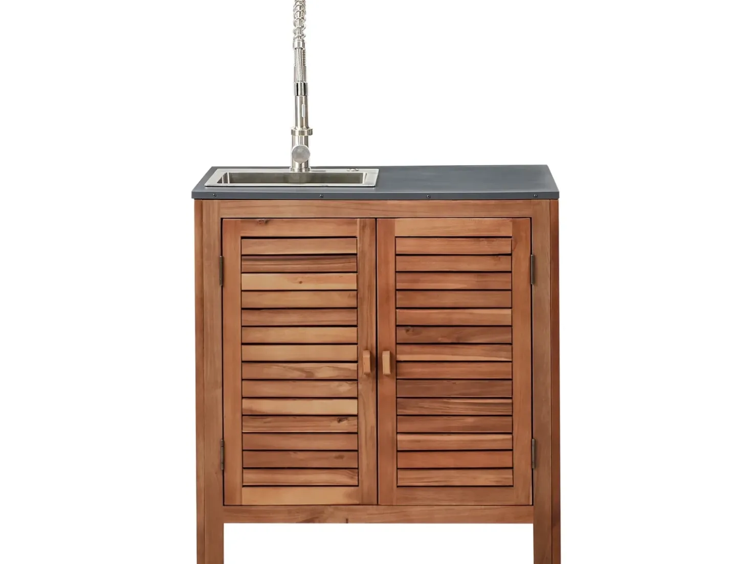 Set cucina da esterno 3 elementi con lavello BRUCOLI Legno d'acacia Marrone/Argento
