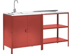 Set cucina da esterno 2 elementi con lavello VILAMA Metallo Rosso