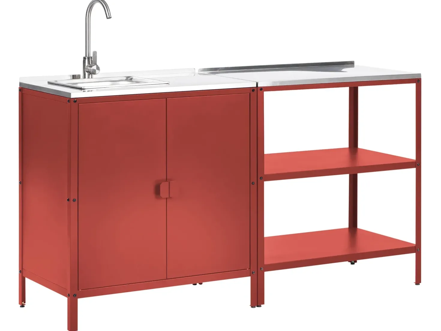 Set cucina da esterno 2 elementi con lavello VILAMA Metallo Rosso