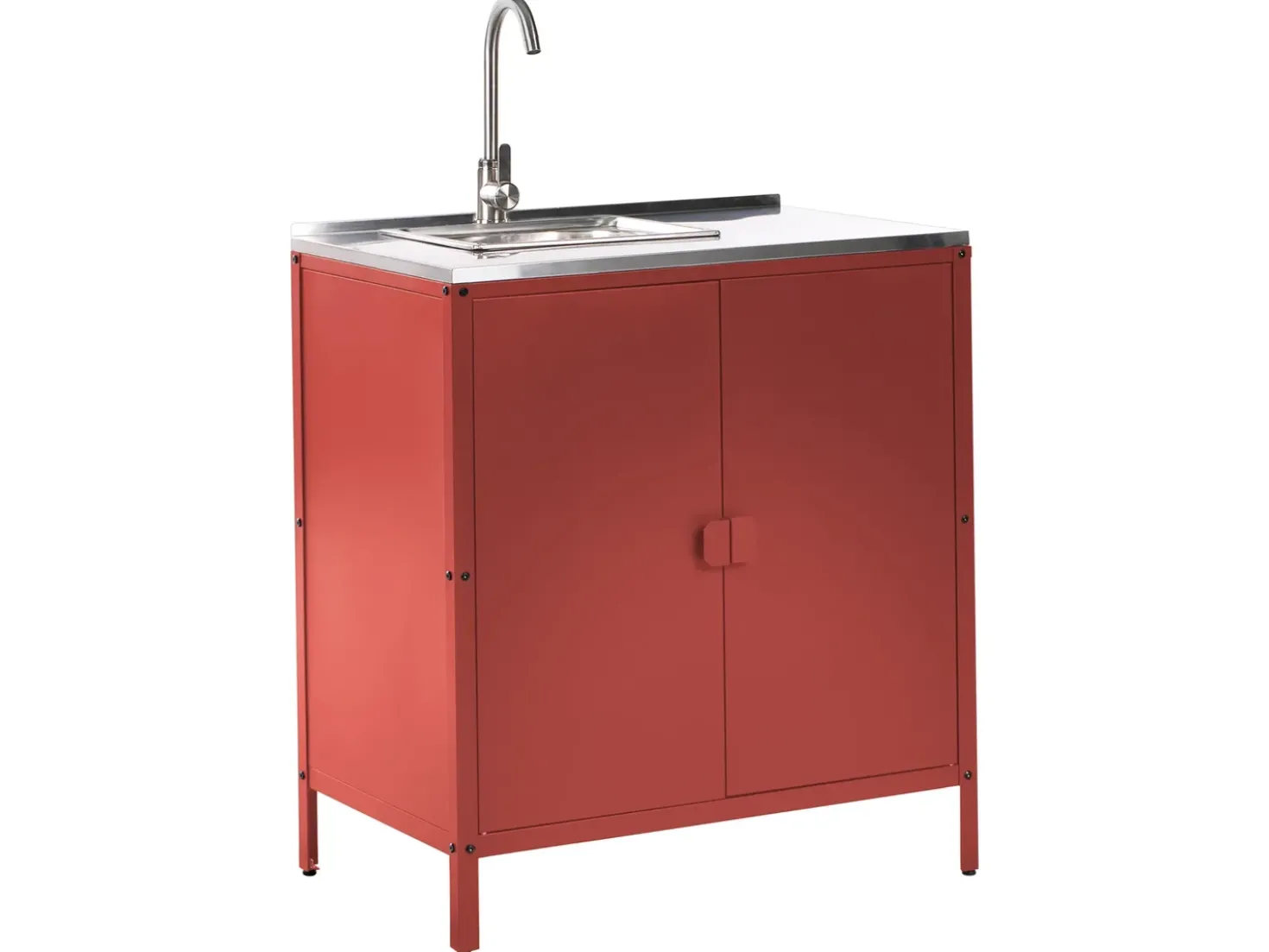 Set cucina da esterno 2 elementi con lavello VILAMA Metallo Rosso