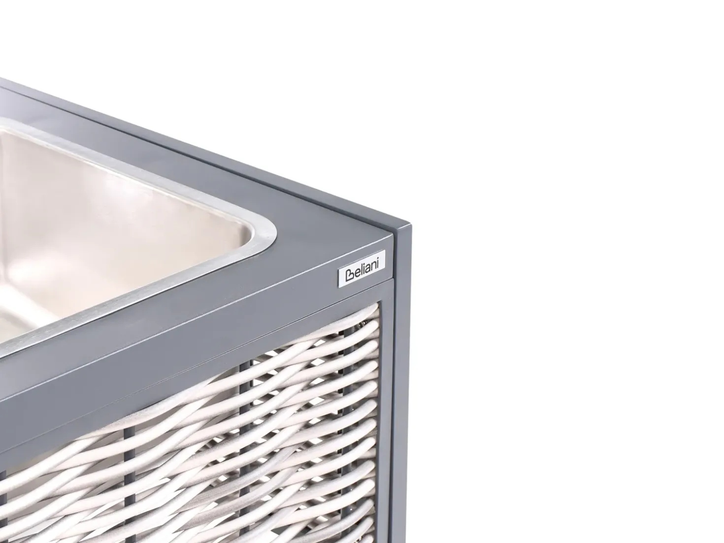 Set cucina da esterno 4 elementi con lavello MIRADOR Rattan sintetico (PE) Grigio