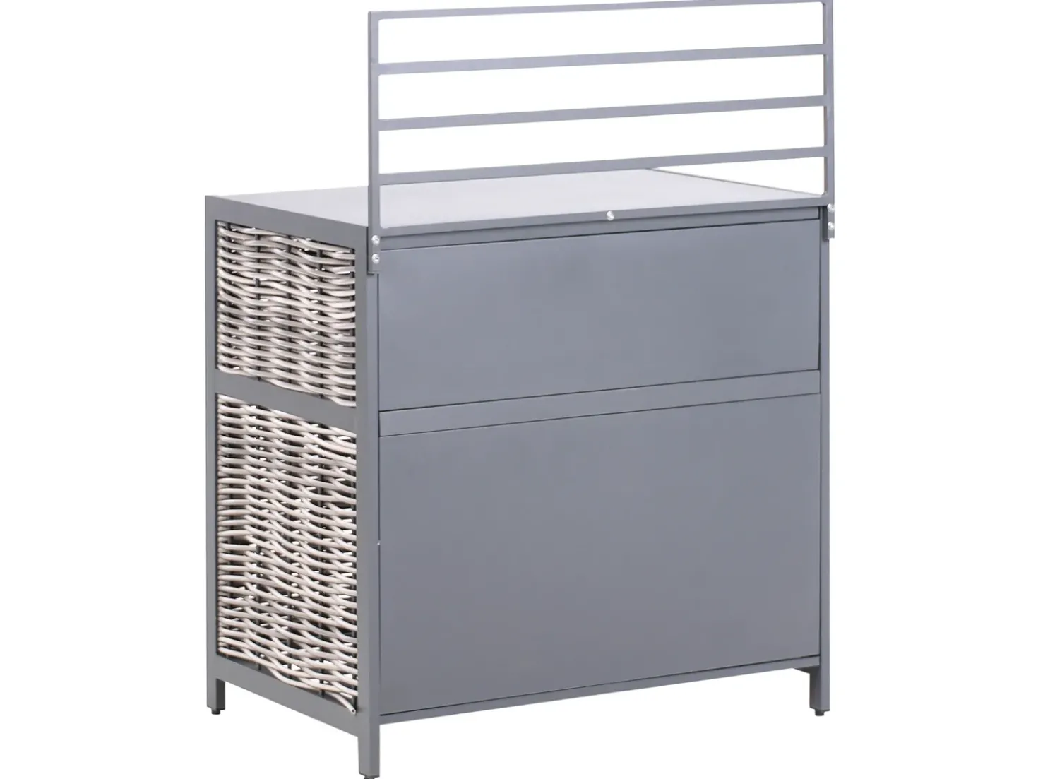 Set cucina da esterno 4 elementi con lavello MIRADOR Rattan sintetico (PE) Grigio