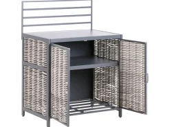 Set cucina da esterno 4 elementi con lavello MIRADOR Rattan sintetico (PE) Grigio