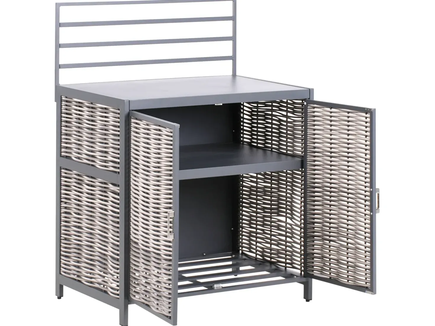 Set cucina da esterno 4 elementi con lavello MIRADOR Rattan sintetico (PE) Grigio