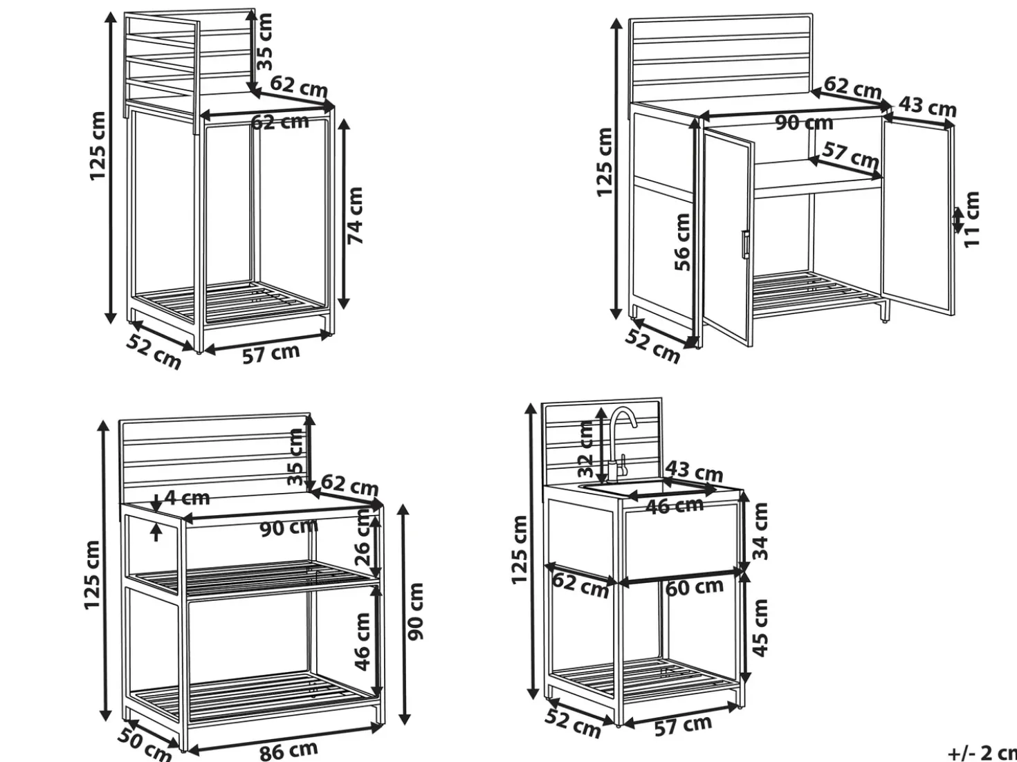 Set cucina da esterno 4 elementi con lavello MIRADOR Rattan sintetico (PE) Grigio