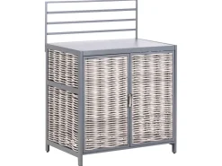 Set cucina da esterno 4 elementi con lavello MIRADOR Rattan sintetico (PE) Grigio