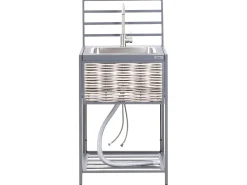 Set cucina da esterno 4 elementi con lavello MIRADOR Rattan sintetico (PE) Grigio