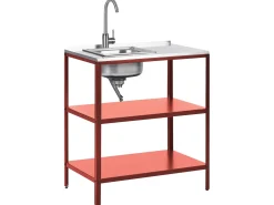 Set cucina da esterno 4 elementi con lavello VILAMA Metallo Rosso