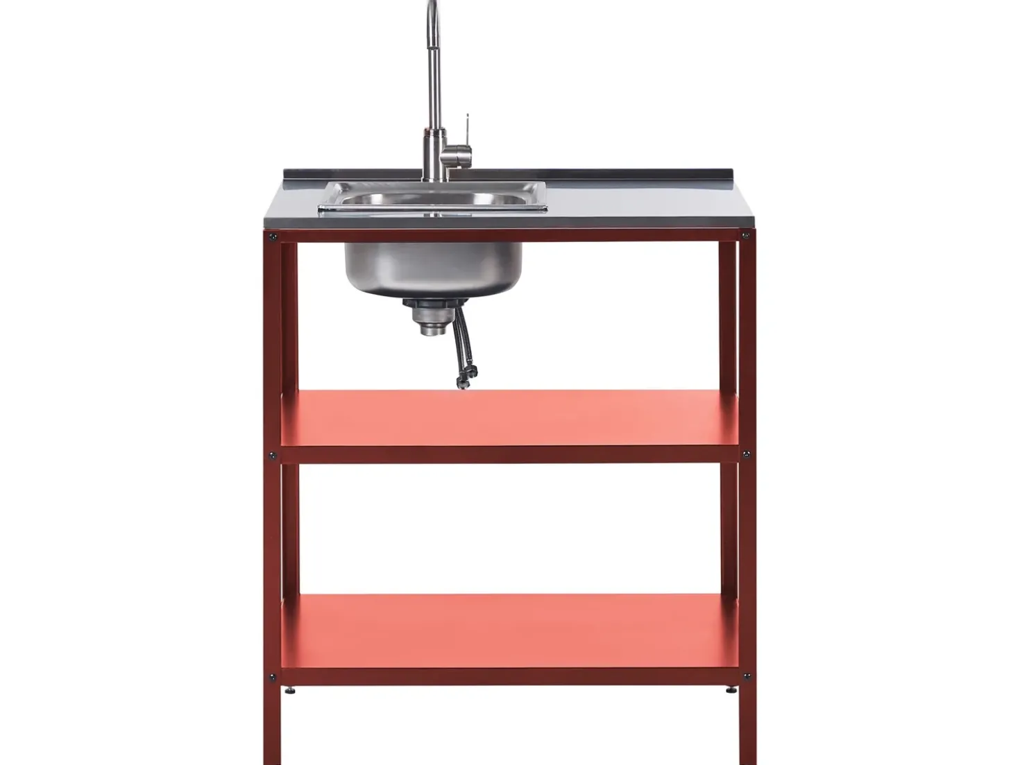 Set cucina da esterno 4 elementi con lavello VILAMA Metallo Rosso