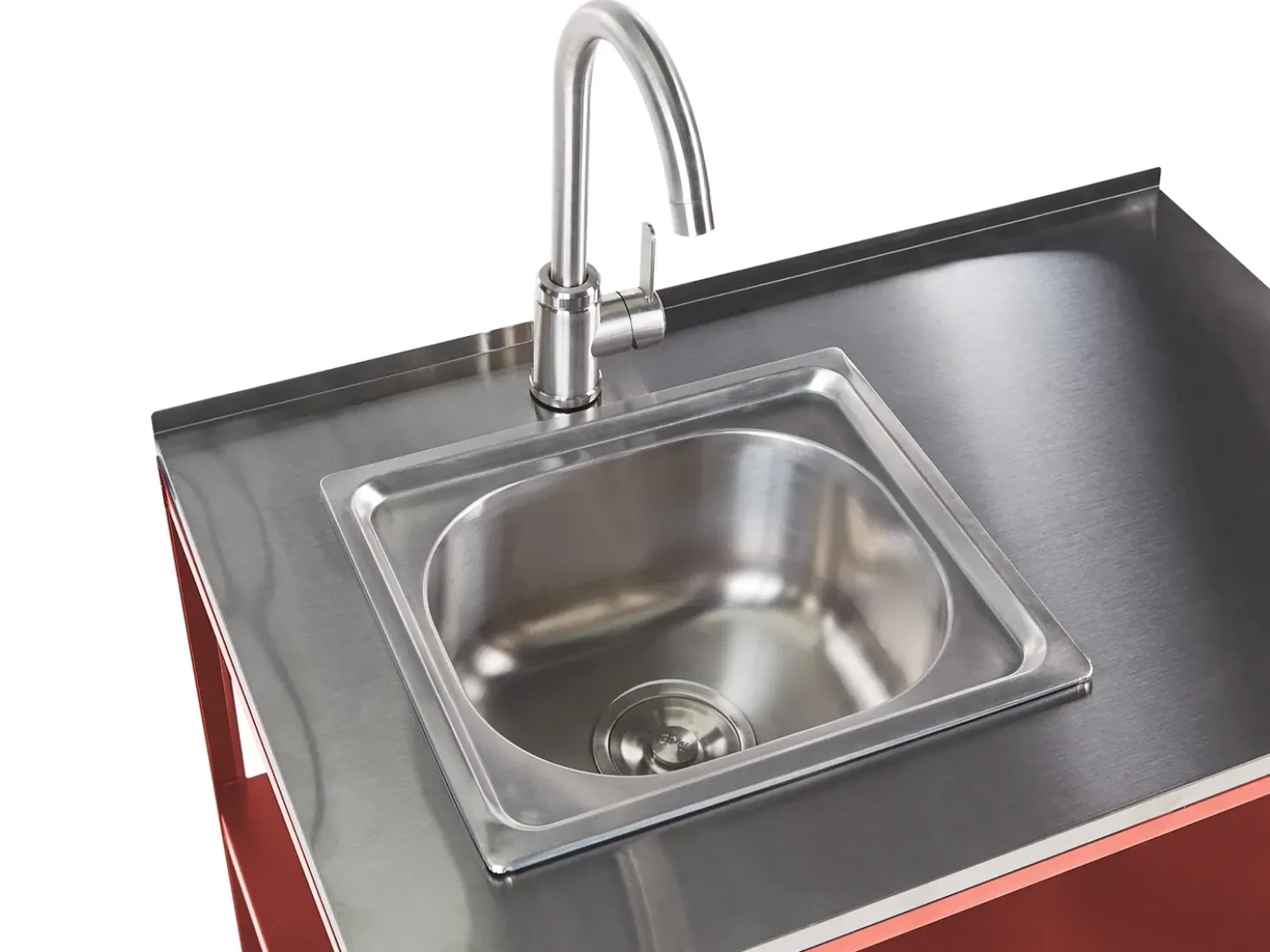 Set cucina da esterno 4 elementi con lavello VILAMA Metallo Rosso