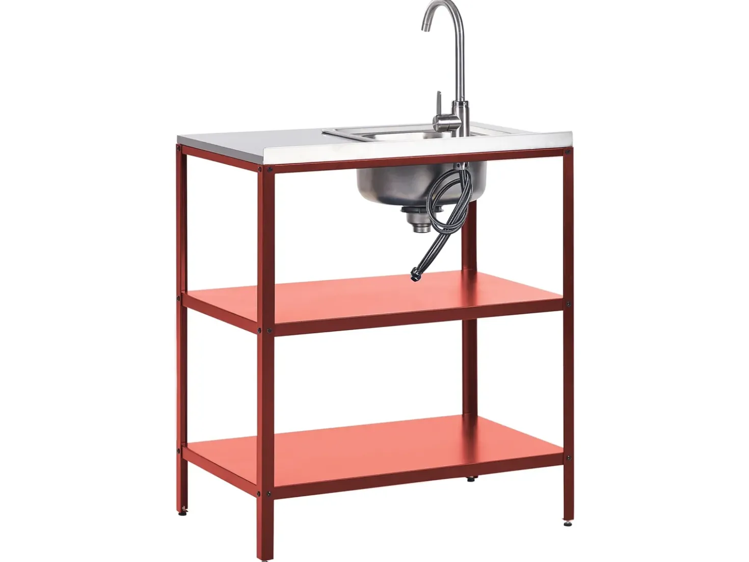 Set cucina da esterno 4 elementi con lavello VILAMA Metallo Rosso