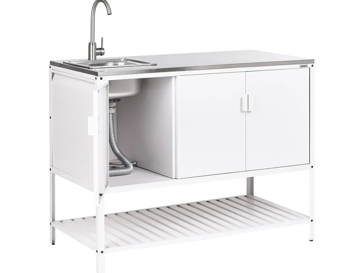 Set cucina da esterno 2 elementi con lavello MAENZA Metallo Bianco