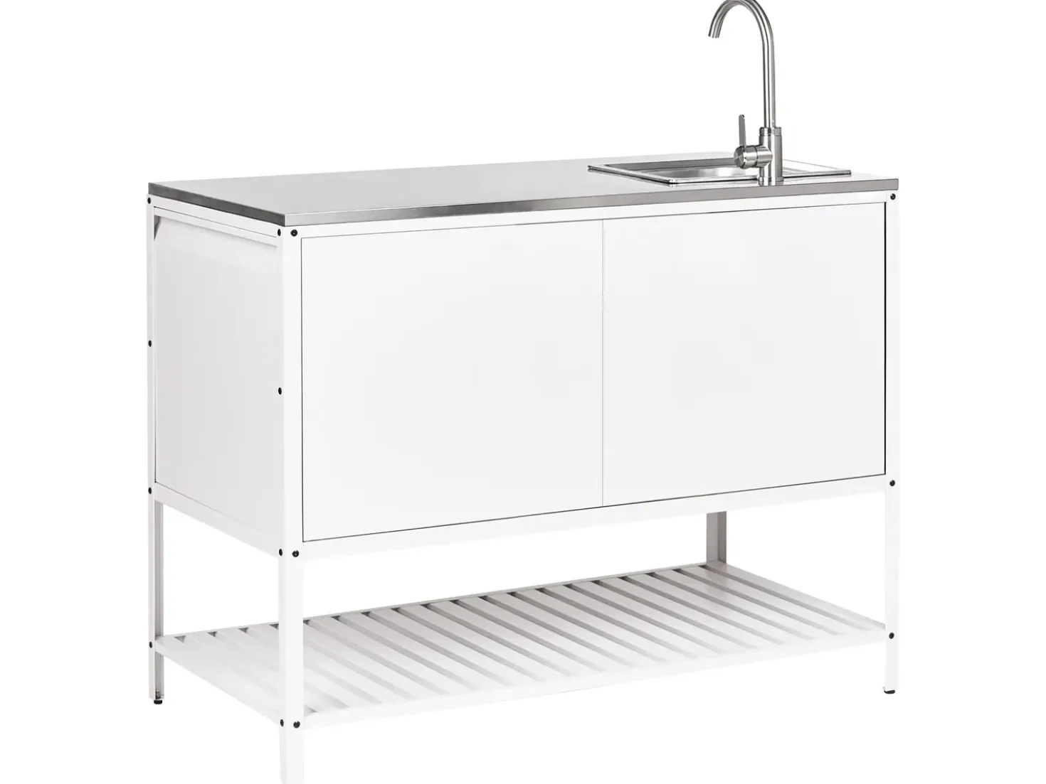 Set cucina da esterno 2 elementi con lavello MAENZA Metallo Bianco