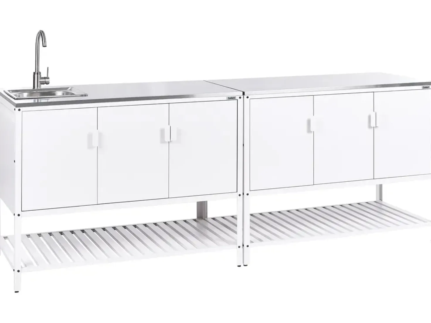Set cucina da esterno 2 elementi con lavello MAENZA Metallo Bianco