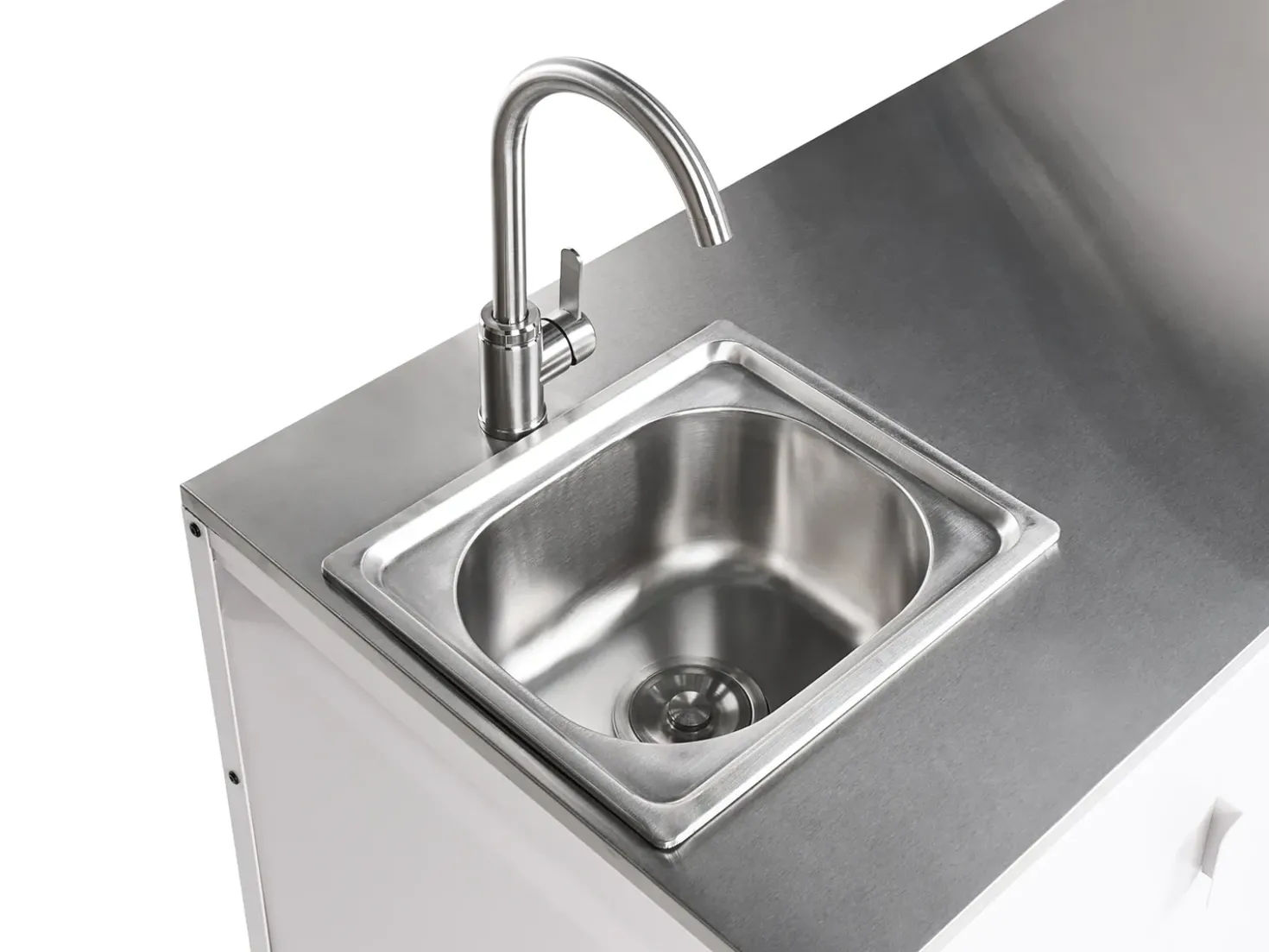 Set cucina da esterno 2 elementi con lavello MAENZA Metallo Bianco