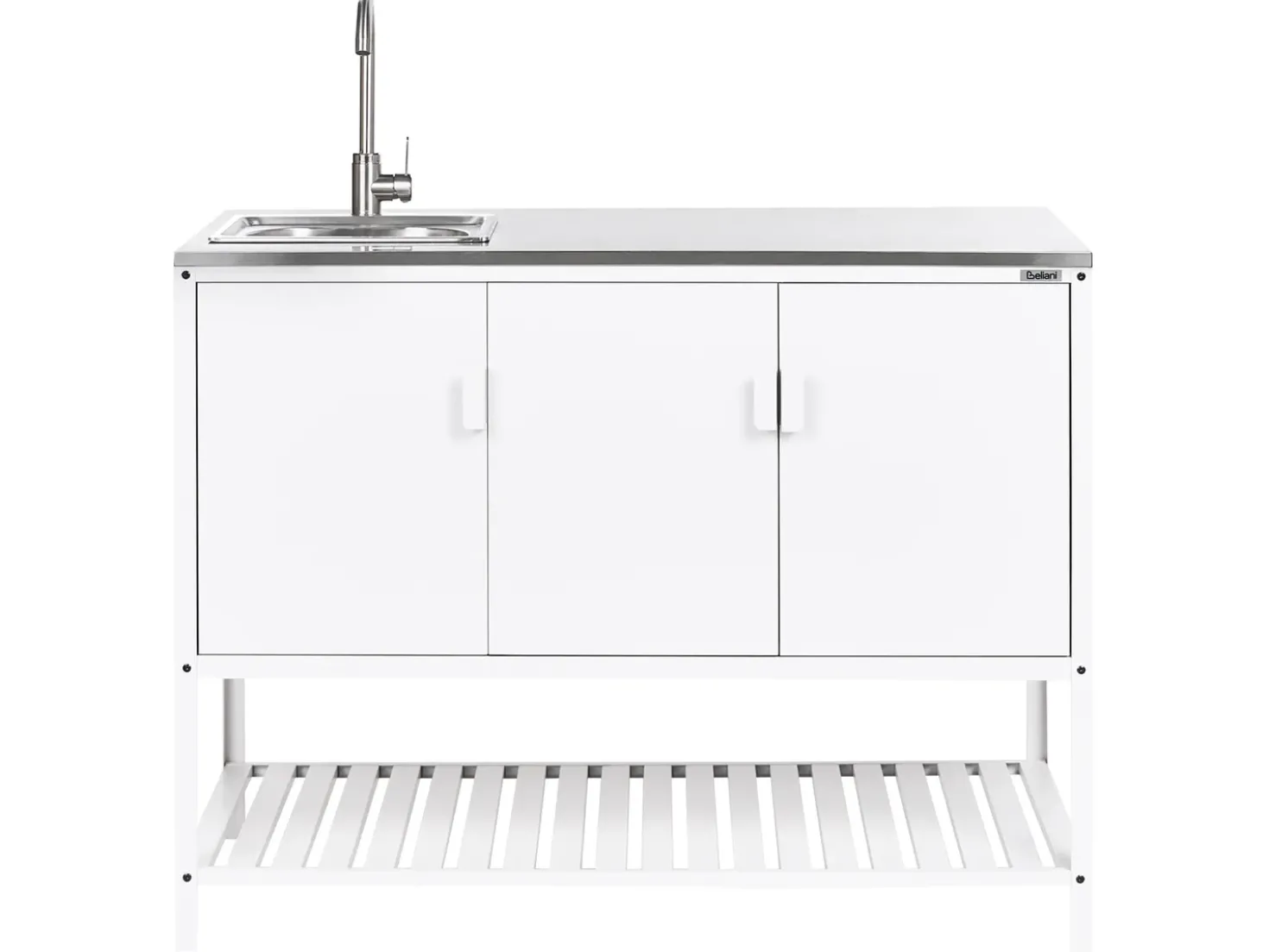 Set cucina da esterno 2 elementi con lavello MAENZA Metallo Bianco