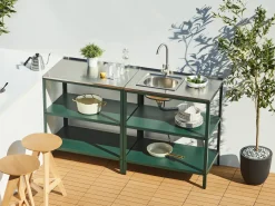 Set cucina da esterno 2 elementi con lavello VILAMA Verde
