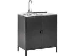 Set cucina da esterno 2 elementi con lavello VILAMA Metallo Nero
