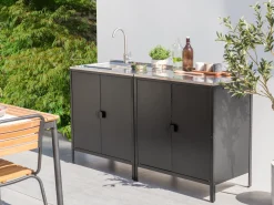 Set cucina da esterno 2 elementi con lavello VILAMA Metallo Nero