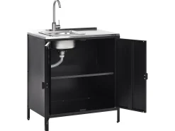 Set cucina da esterno 2 elementi con lavello VILAMA Metallo Nero