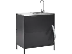 Set cucina da esterno 2 elementi con lavello VILAMA Metallo Nero