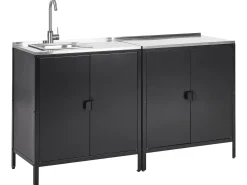 Set cucina da esterno 2 elementi con lavello VILAMA Metallo Nero