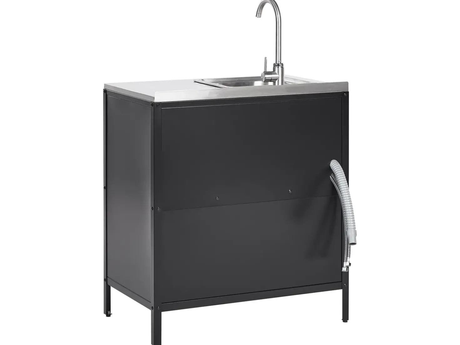 Set cucina da esterno 3 elementi con lavello VILAMA Metallo Nero