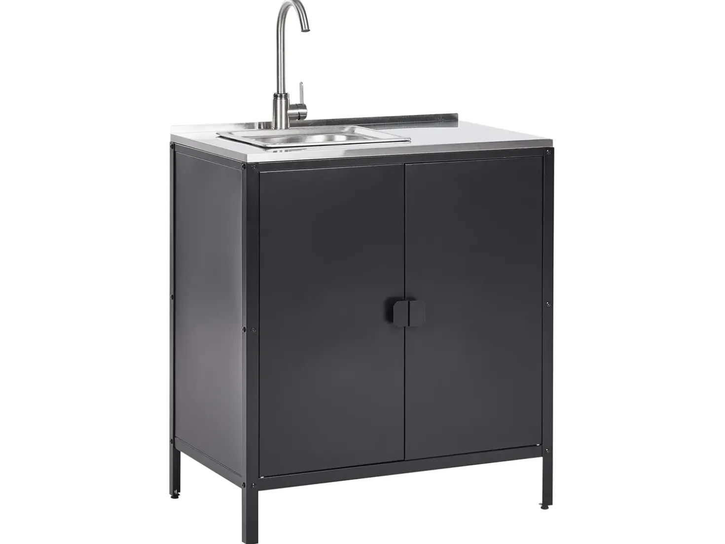 Set cucina da esterno 3 elementi con lavello VILAMA Metallo Nero