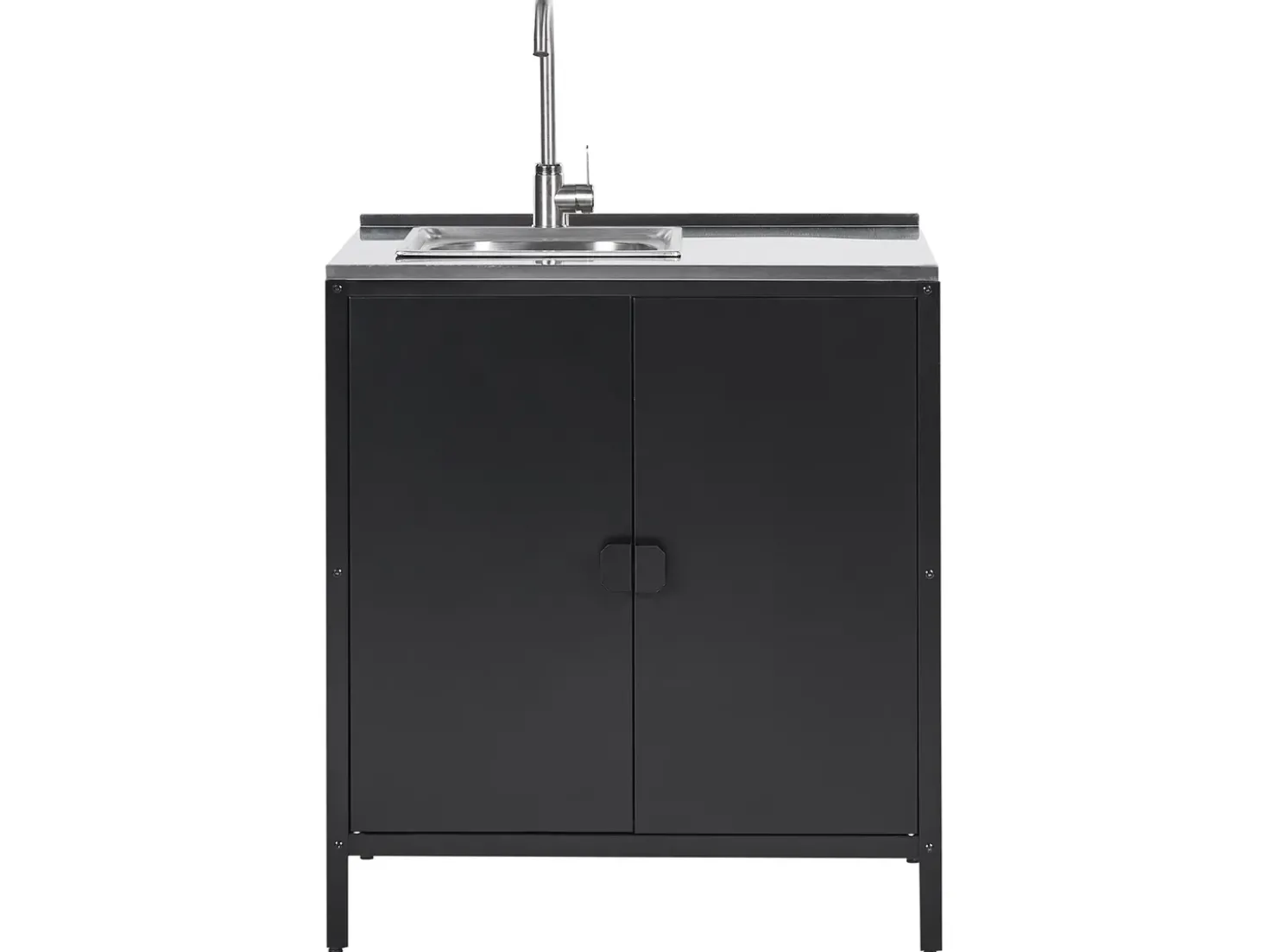 Set cucina da esterno 3 elementi con lavello VILAMA Metallo Nero