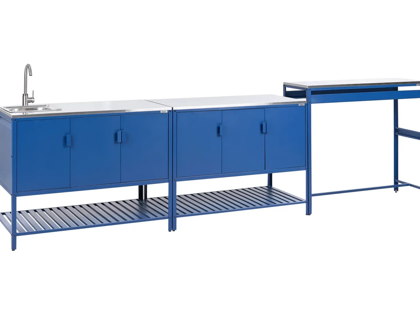 Set cucina da esterno 3 elementi con lavello MAENZA Metallo Blu