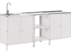Set cucina da esterno 3 elementi con lavello VILAMA Metallo Bianco