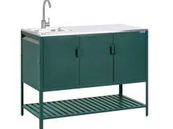 Set cucina da esterno 2 elementi con lavello MAENZA Metallo Verde