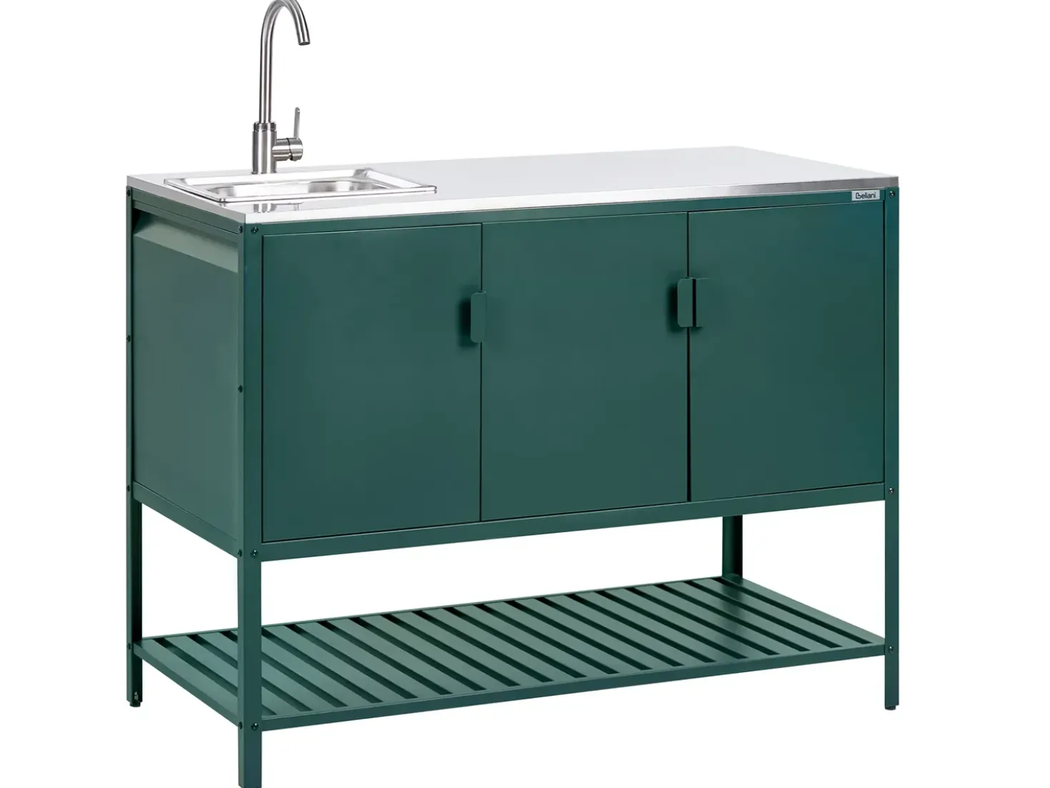 Set cucina da esterno 2 elementi con lavello MAENZA Metallo Verde
