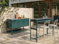 Set cucina da esterno 2 elementi con lavello MAENZA Metallo Verde