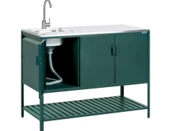 Set cucina da esterno 2 elementi con lavello MAENZA Metallo Verde