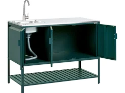 Set cucina da esterno 2 elementi con lavello MAENZA Metallo Verde