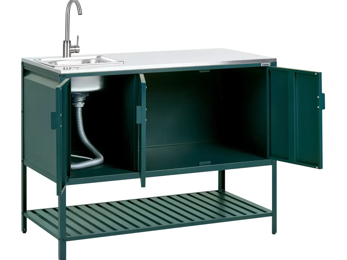 Set cucina da esterno 2 elementi con lavello MAENZA Metallo Verde
