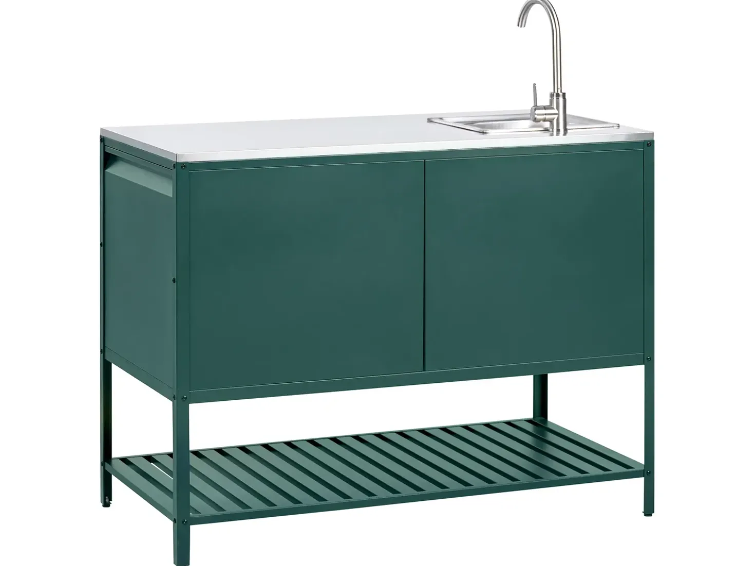 Set cucina da esterno 2 elementi con lavello MAENZA Metallo Verde