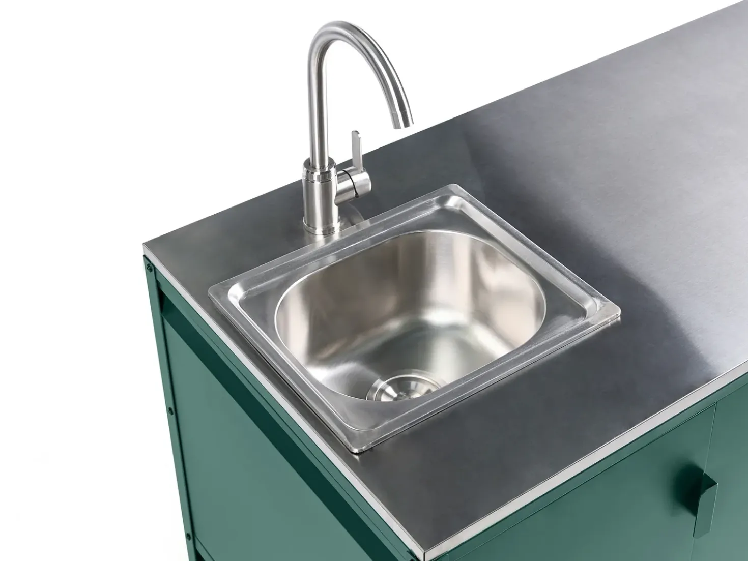 Set cucina da esterno 2 elementi con lavello MAENZA Metallo Verde
