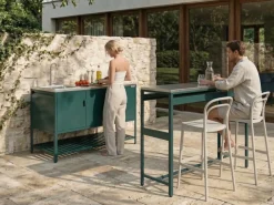 Set cucina da esterno 2 elementi con lavello MAENZA Metallo Verde