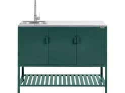 Set cucina da esterno 2 elementi con lavello MAENZA Metallo Verde