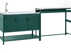 Set cucina da esterno 2 elementi con lavello MAENZA Metallo Verde