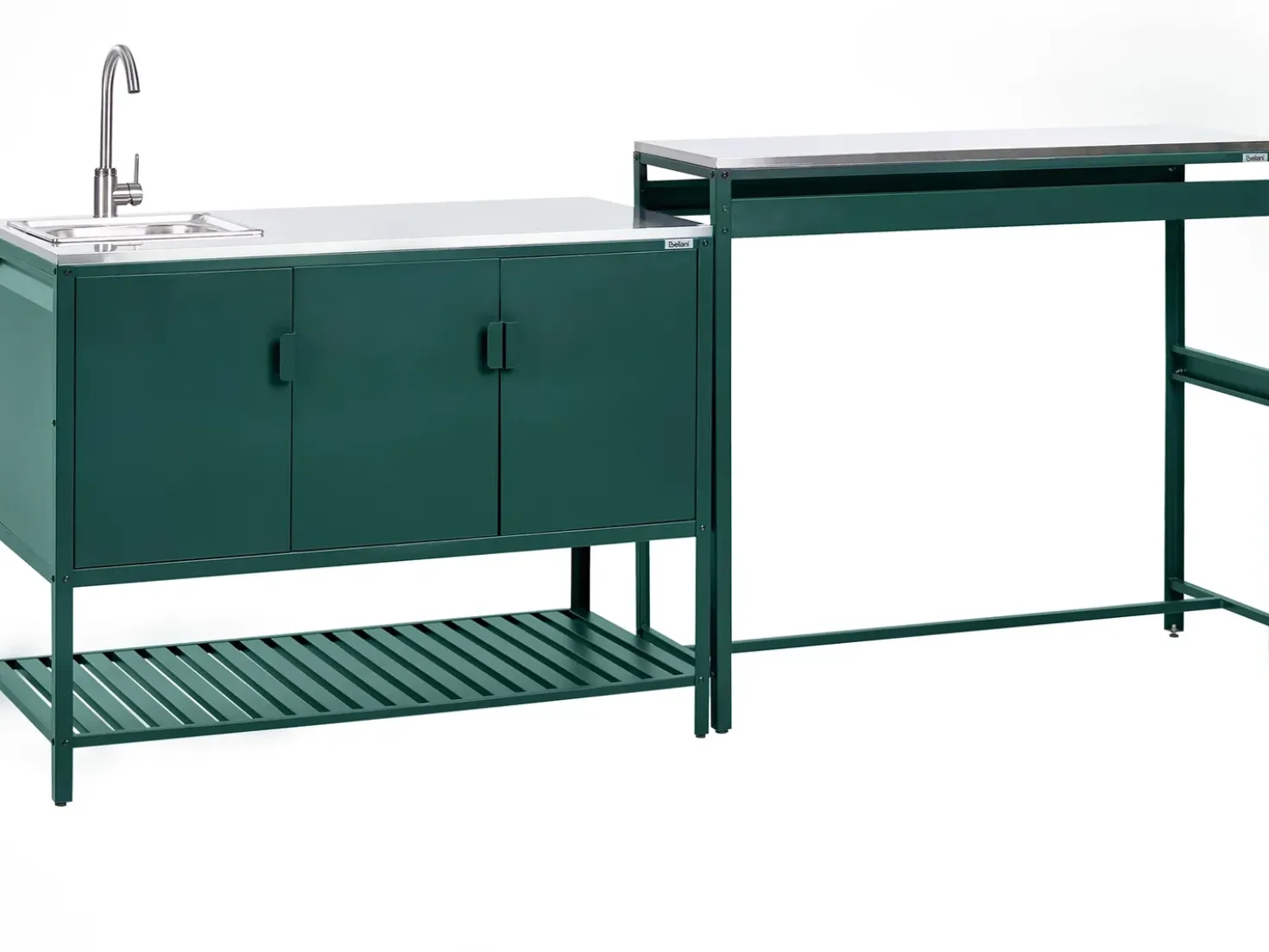 Set cucina da esterno 2 elementi con lavello MAENZA Metallo Verde